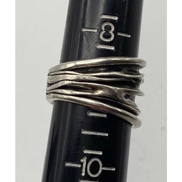 Vintage Sterling Silver Wrinkled Folded Wide Band Ring Sz 8.5M - Picture 5 of 6